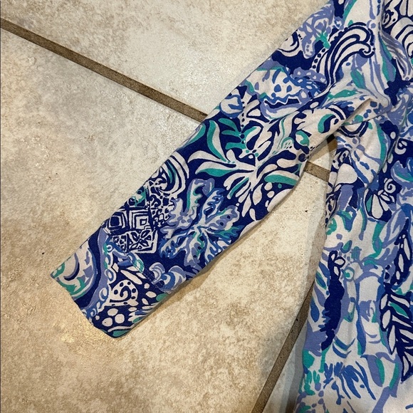 Lilly Pulitzer Sophie Blue Knit Boat Neck Dress L 8/10 Blue Animal Print - Picture 5 of 6